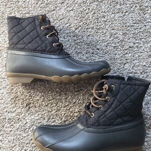 Sperry Black and Tan Quilted Women's Boots